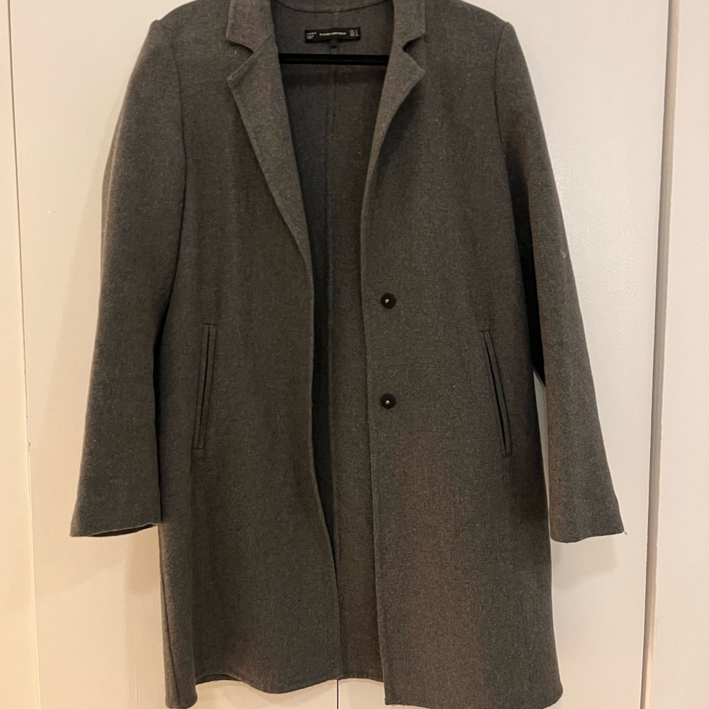 Zara Wool Blend Dark Grey Coat - Picture 2 of 5